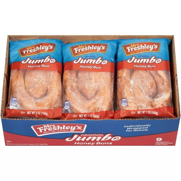 Mrs. Freshleys Jumbo Honey Buns 5 Ounce (Pack of 9)
