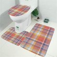 thumbnail image 2 of Multi Color Checkerboard Checkered Pattern Bathroom Rugs Sets 3 Piece,Toilet Cover Set,Absorbent Non Slip Bathroom Mats Sets with U-Shaped Contour Rug Toilet Rug Set, 2 of 5