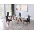 thumbnail image 2 of Milan 63" Steel and Glass Dining Table w/ Sawbuck Design Base in Walnut/Clear, 2 of 11