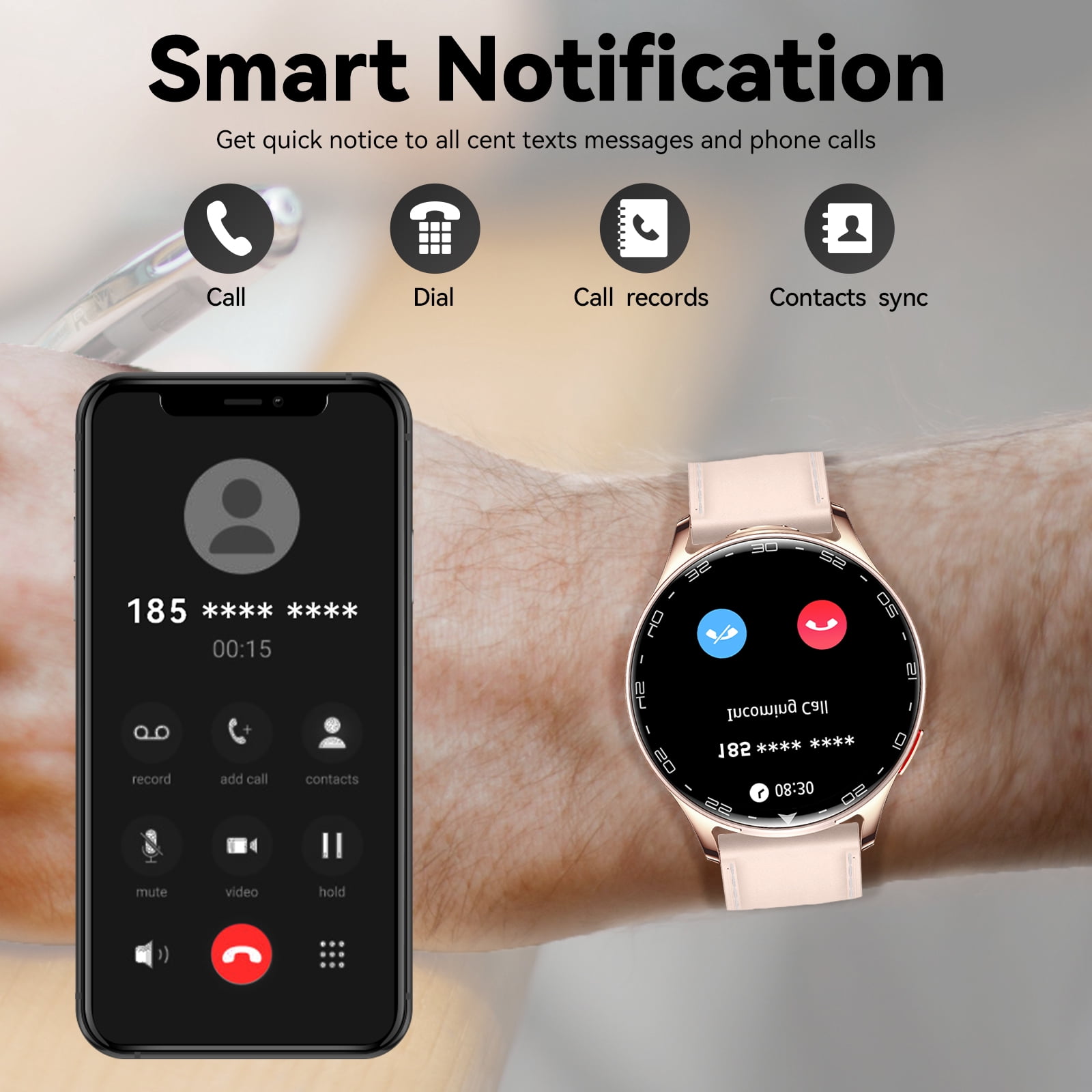 Jelloo Smart Watches for Women, with Earbuds Bluetooth Call 1.39" HD Screen Outdoor Sport Smartwatch, 100+ Sport Modes Fitness Tracker, for iPhone Android