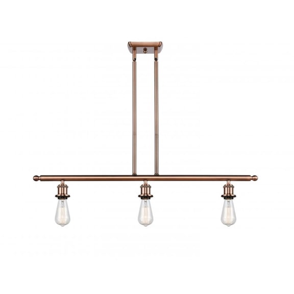 516-3I-AC-LED-Innovations Lighting-Bare Bulb-10.5W 3 LED Island in Industrial Style-36 Inches Wide by 5 Inches High Antique Copper Finish