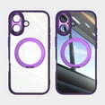 thumbnail image 4 of ELEHOLD Magnetic Clear Case For iPhone 17 Pro With Lens Film, Shockproof Anti-Scratch 360° Ring Holder Stand PC+TPU Protection Case Cover For iPhone 17 Pro ,Darkpurple, 4 of 11