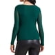 thumbnail image 3 of Camisa de fiesta casual de manga larga semi transparente para mujer con panel de lentejuelas y escote en V, color verde L, 3 of 6
