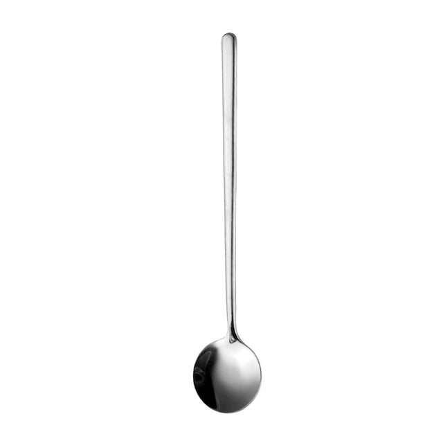 Cuchara de acero inoxidable Cuchara de café Cuchara de postre con mango largo Cuchara redonda de acero inoxidable, 1 pieza, dorado/plateado