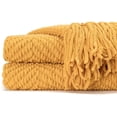 thumbnail image 3 of Chanasya Textured Knitted Super Soft Throw Blanket With Tassels Warm Plush Lightweight Fluffy Woven Blanket for Bed Sofa Couch Cover Living Bed Room Acrylic Yellow Throw Blanket (50x65 Inches) Golden, 3 of 9