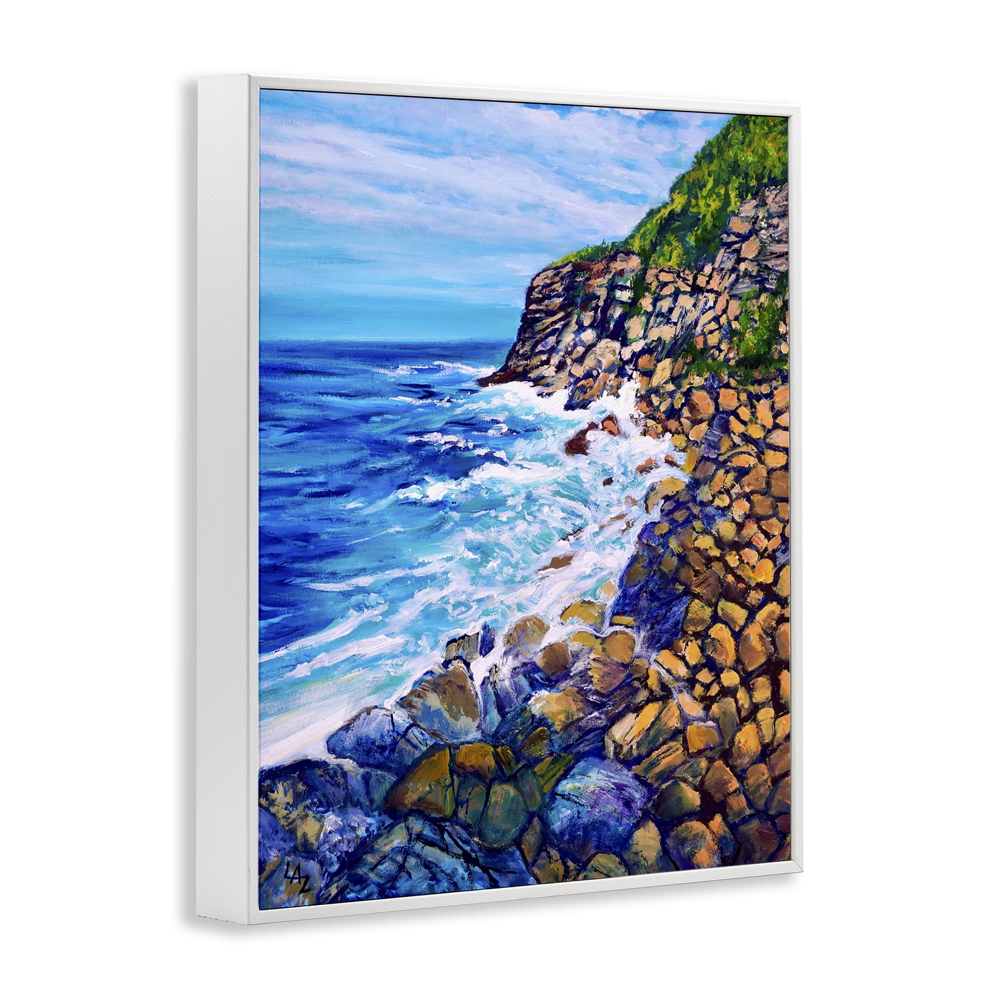 Stupell Industries Cliffside Ocean Spray White Framed Giclee Art, design by Lee Ann Zirbes