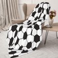 thumbnail image 5 of Black White Soccer Theme Football Throw Blanket Soft Bed Bedding Warm Cozy Plush Flannel Fleece Blankets Gifts for Boys Teens Men, Sofa Couch Bedroom Home Decor, 80"x60", 5 of 6