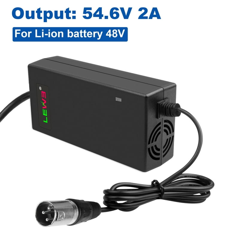 54.6V 2A Lithium Battery 3 Pin XLR Charger Black For Electric
