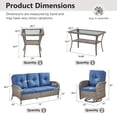 thumbnail image 3 of Opohoro 5-Piece Outdoor Conversation Set with Swivel Rocking Chairs, Patio Sofa, Coffee & Side Tables, Gray/Blue, 3 of 14