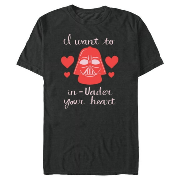 Star Wars Darth Vader Want to In-Vader Your Heart Valentine - Short Sleeve Blended T-Shirt for Adults - Customized-Dark Heather