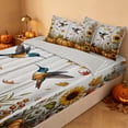 thumbnail image 3 of Homewish Rustic Hummingbird Pumpkin Zipper Twin Comforter Sets with Fitted Sheet and 2 Pillowcases, Chic Sunflower Zipper Bedding Set, White Orange Blue, Gray Reversible, 3 of 7