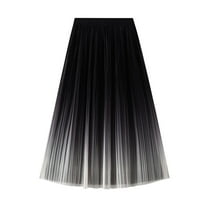 SWSMCLT Women's Tulle Skirt Pleated Skirt Tutu Chiffon Layered High Waisted Calf Length Casual Stretch Black Small-Large
