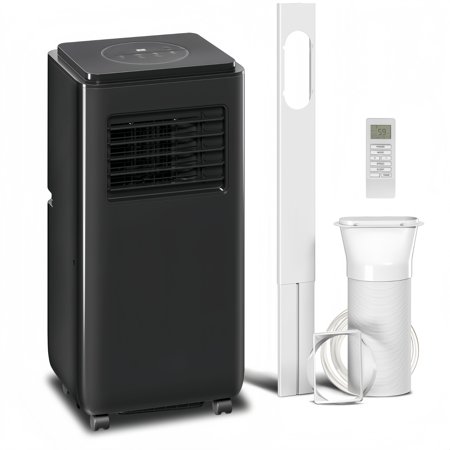8,000 BTU Moible Air Conditioner 345 Sq. Ft., Dehumidifier Fan Auto Sleep with 24H Timer On/Off, Window Kit, Black