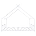 thumbnail image 3 of White Flat Bed House Shape with Side Guardrails Twin Children's Iron Bed, 3 of 12