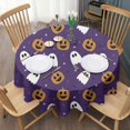 thumbnail image 3 of Halloween Ghost Pumpkin Pattern Round Tablecloth 60"x60",Wrinkle Wipeable Table Cloth for Kitchen Dining Room Picnic Patio Party, 3 of 6