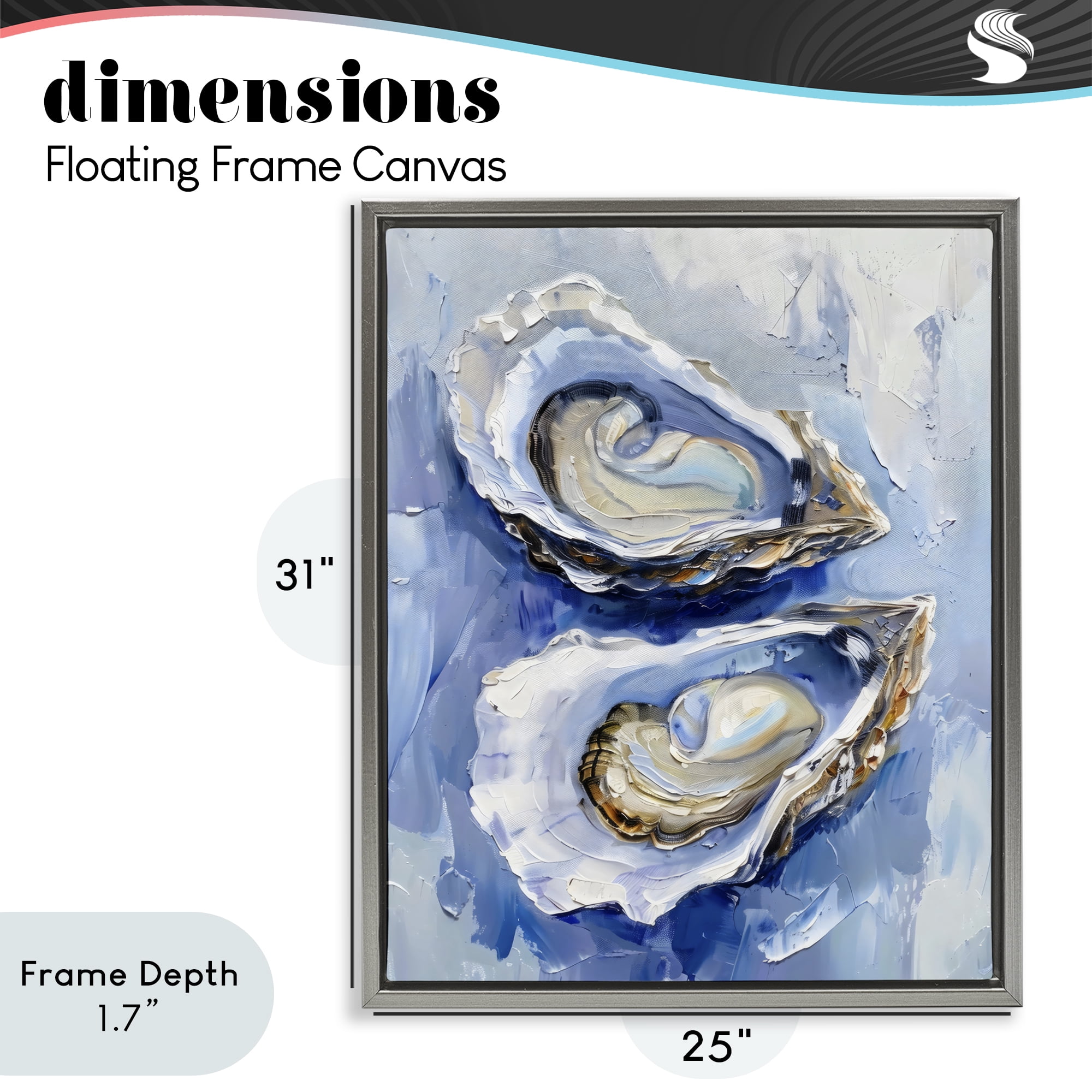 Stupell Industries Oysters On The Half Shell Gray Framed Floater Canvas Wall Art, design by Creative Studio