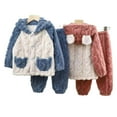 thumbnail image 3 of Esaierr Kids Baby 2Pcs Winter Fleece Hooded Pajamas Pjs Outfit for Boys Girls,1-10Y Toddler Winter Pj Outfit Kid Autumn Winter Sleepwear Home Wear Thickened Warm Loungewear, 3 of 8