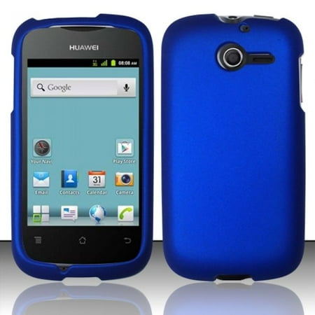Rubberized Blue Snap - For Huawei Ascend Y H866C Rubberized HARD Case Snap On Phone Cover Blue
