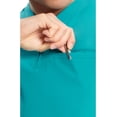thumbnail image 2 of Infinity Men's Partial Zip V-Neck Scrub Top with Rib-Knit Side Panels Two Zip Front Chest Pocket and 1 Welt Pockets IN702A, S, Teal Blue, 2 of 6