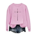 thumbnail image 2 of Valentine's Day Shirt For Womens Classic Love Heart Print Graphic Round Neck Tees Long Sleeved Loose Fit Casual Comforts Sweatshirt Tops Pink L, 2 of 4