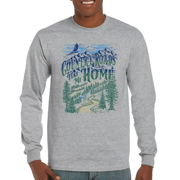 Country Roads Take Me Home Long Sleeve T-shirt Rustic Mountains Road Trip Music