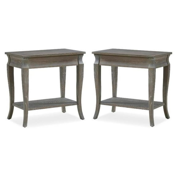 Home Square 2 Piece Solid Wood Narrow End Table Set in Washed Gray