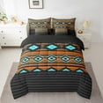 thumbnail image 2 of Erosebridal Southwestern Bedding Set Geometric Comforter Set With Sheets7 piece Tribal Bed in a Bag King Size American Design Orange Blue Bed Set with Comforter,Sheets,Pillowcases, 2 of 5