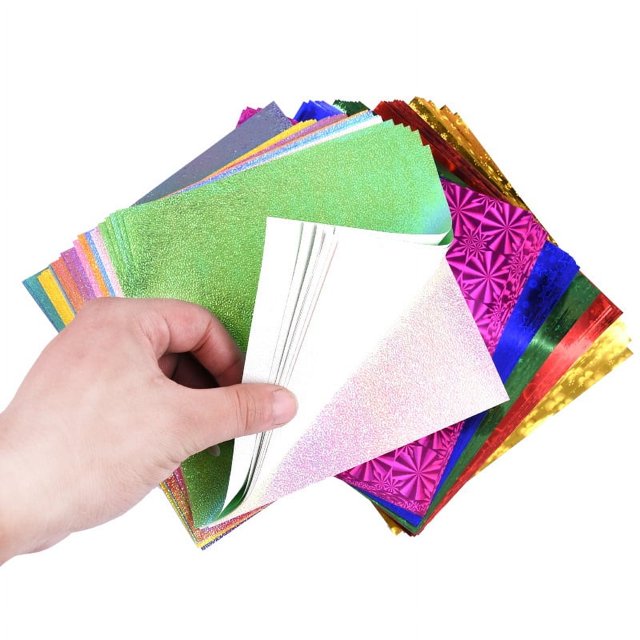 Grulla de papel para origami con forma de mano, papel perlado, papel láser, 10/15/20/25 cm, cuadrado, con flash