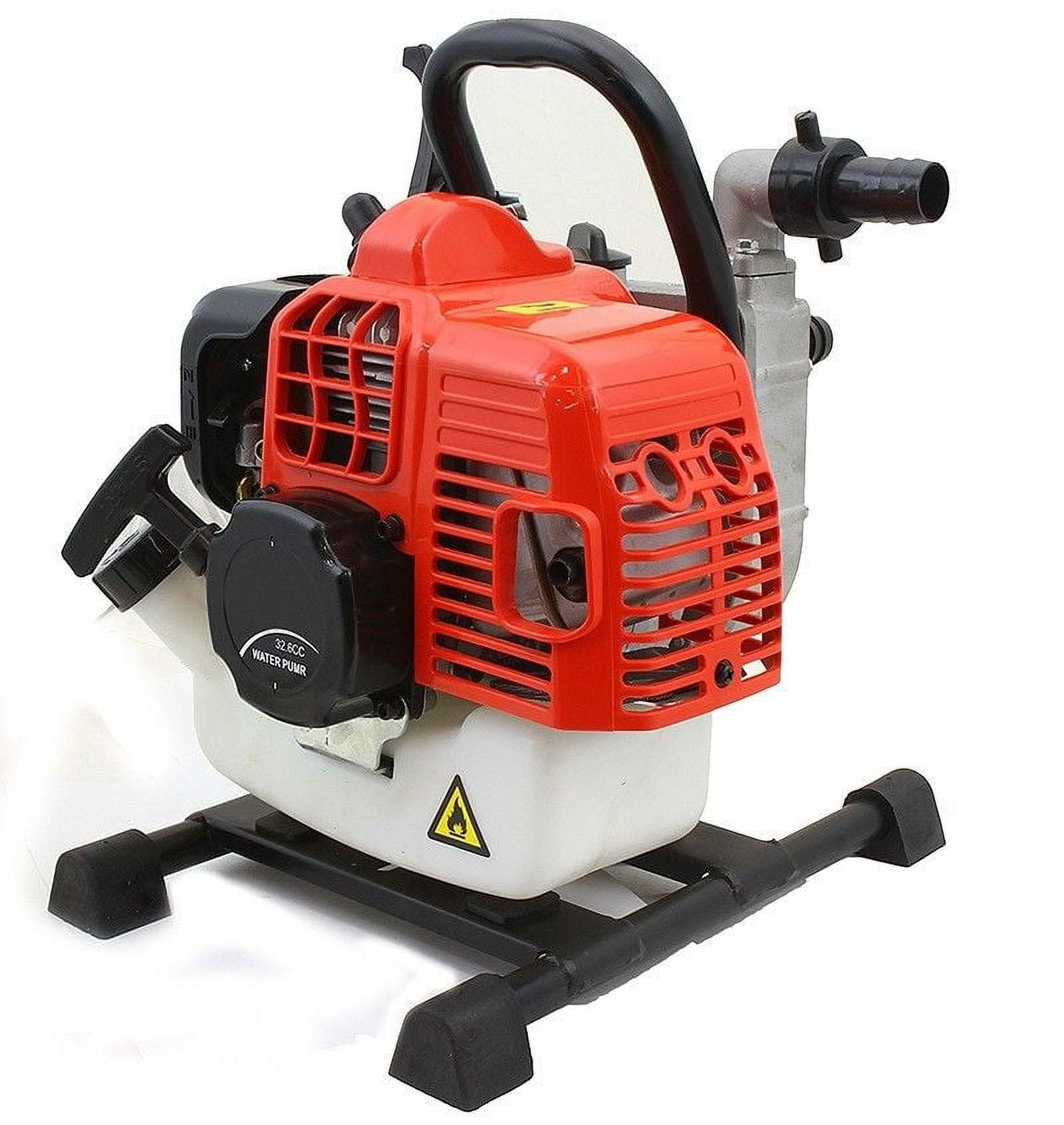 2-Stroke Gas-Powered Water Pump 33cc 1.2HP Engine Water Transfer Pump 1 Inch Adjustable Control Lever Speed