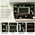 thumbnail image 3 of Farmhouse 4-Piece Entertainment Wall Unit Set with Bookshelf for TVs Up to 70", Walnut TV Stand with Adjustable Shelves, Mid-Century Large Media Console with Wine Rack for Living Room, Black, 3 of 8