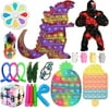 FOCUSNORM Big Size Godzilla Vs King Kong Toys Sensory Push Pop Jumbo Glow Fidget Toys for Kids and Adults