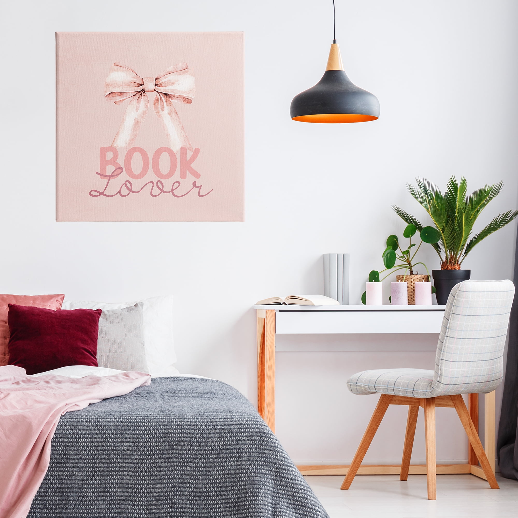 Blush Pink Book Lover Canvas Wall Art, design by Kim Allen
