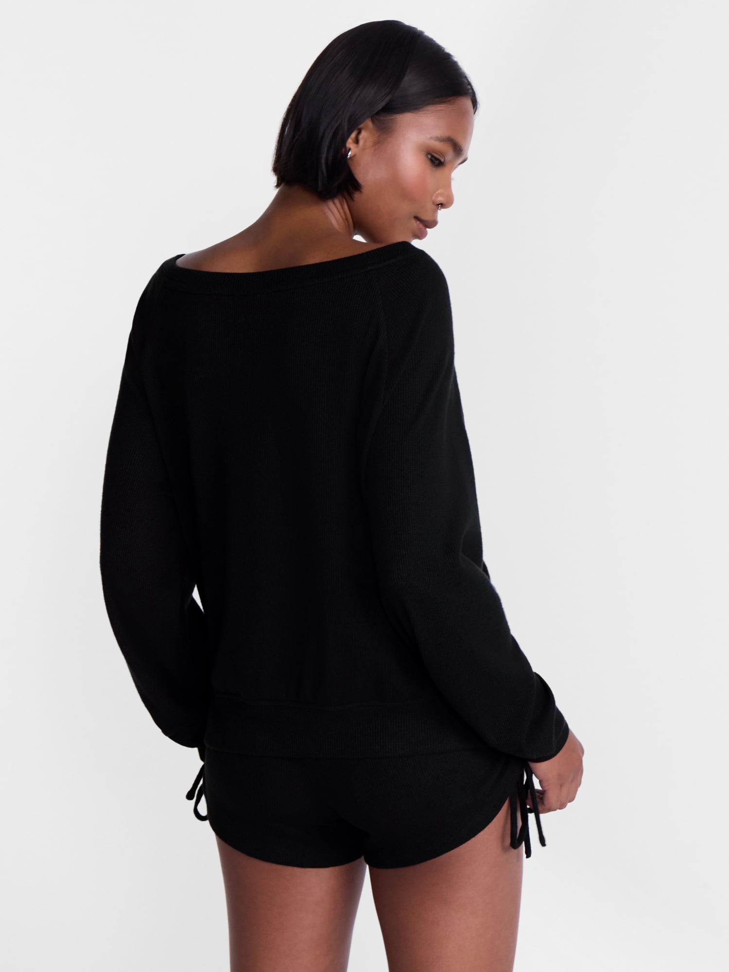 No Boundaries Waffle Knit Sleep Top, Women’s and Women’s Plus XS-2X