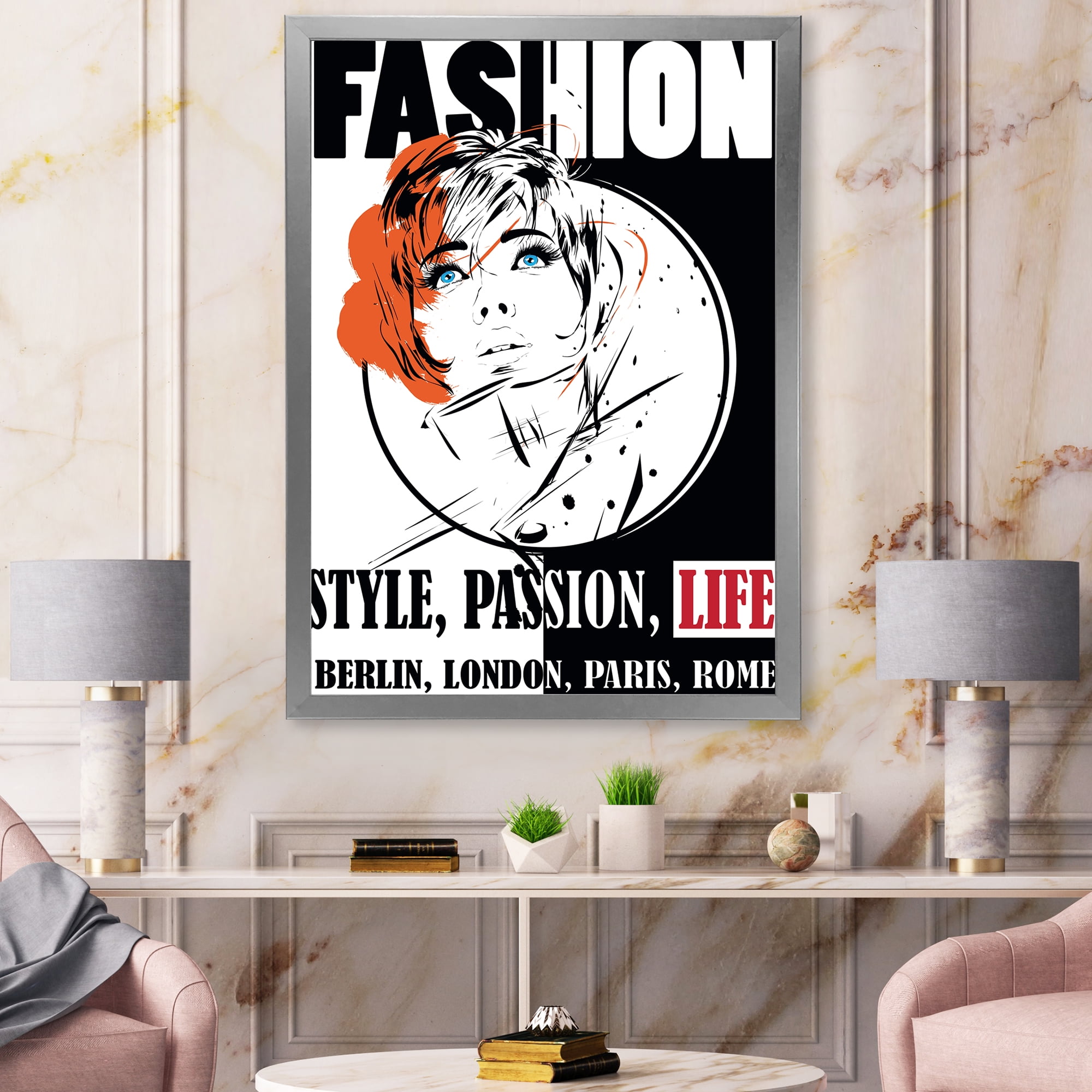 Designart 'Style Passion Life Fashion Woman IV' Vintage Framed Art Print
