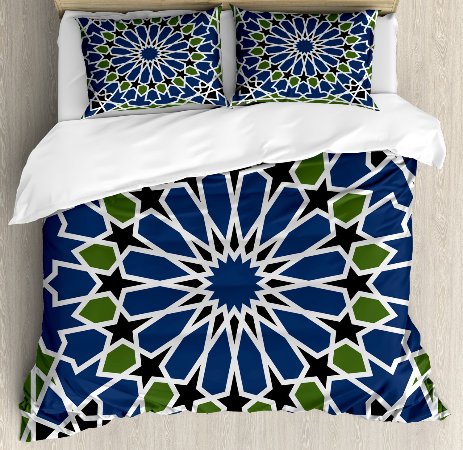 Arabic Duvet Cover Set, Mandala Inspired Arabesque Floral Figure
