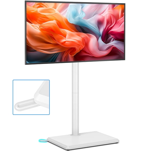 TAVR Furniture Universal Floor TV Stand with Swivel Mount for 32-60 inch Screens, Height Adjustable TV Stands for Bedroom, White