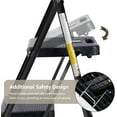 thumbnail image 4 of RONG-3 4-Step Ladder with Tool Platform, Wide Anti-Slip Platform & Thick Rubber Feet - Lightweight Heavy Duty Foldable & Portable - 330 lbs Capacity, Rubber Handgrip, Folding Step Stool - Black, 4 of 6