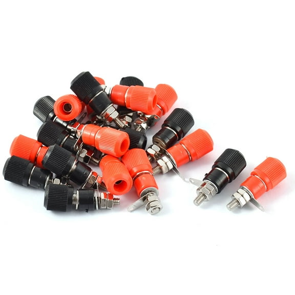 Unique Bargains 20pcs Black Red Metal Body Speaker Amplifier 4mm Banana Plug Jack Binding Post