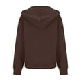 thumbnail image 4 of ClodeEU Women's Light Cotton Hoodie Jacket With Pockets，Fall Fashion Slim Sweatshirts With Zip Brown,Womens Plus XL, 4 of 6