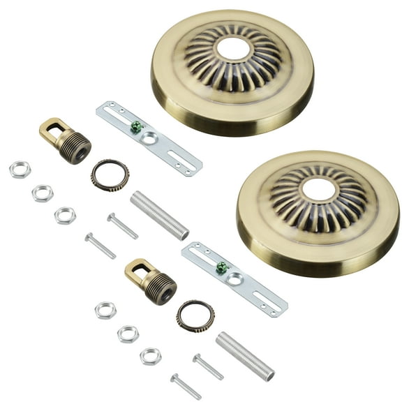 Aspen Creative 21516-22 Transitional Fixture Canopy Kit, 4-3/4 Diameter with Collar Loop, 1" Center Hole, Antique Brass, 2 Sets/Pack