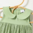 thumbnail image 5 of Baywell Summer Cute Baby Girl Doll Collar Sleeveless Dress, Back Button Design, Cute and Special Princess Dress in Green,6-12Months,1-3Years Old, 5 of 8