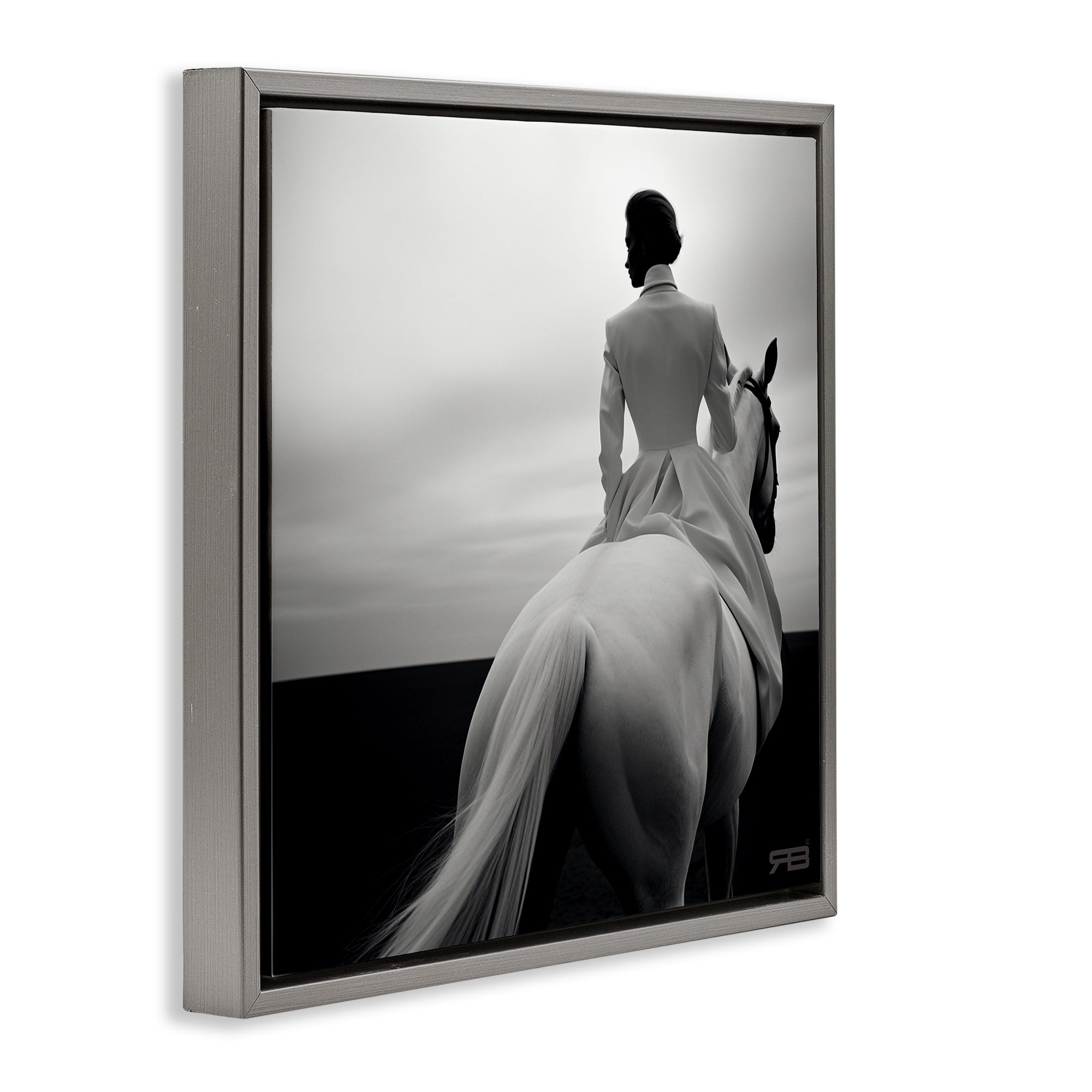 Stupell Industries Riding Horse into Horizon People Painting Gray Floater Framed Canvas Art Print Wall Art, 25 x 25