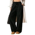 thumbnail image 2 of Women'S Wide Leg Pants Corduroy High Waist Palazzo Pants Comfy Baggy Trousers Black S, 2 of 9
