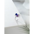 thumbnail image 4 of Gem Stone King 925 Sterling Silver Blue Created Sapphire Purple Amethyst and White Diamond Ring for Women (1.48 Cttw, Heart Shape 6MM, Gemstone September Birthstone, Available in Size 5, 6, 7, 8, 9), 4 of 4