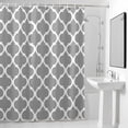 thumbnail image 4 of Moroccan Lattice Fabric Shower Curtain Grey Geometric Classic Quatrefoil Trellis Washable Shower Curtains for Bathroom, Waterproof Bath Curtain with Hooks Home Decor 72x72in, 4 of 8