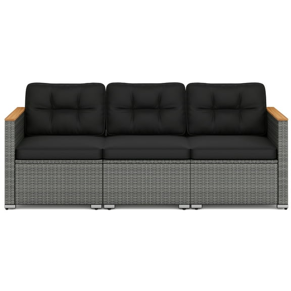 Gymax 3-Seat Patio PE Rattan Wicker Couch Sofa w/ Deep Seating & Cushion for Porch Outdoor