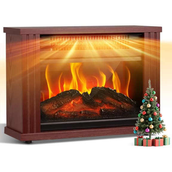 Electric Fireplace Heater for Indoor Use, 1500W/750W Space Heater Fireplace with 3D LED Flame, Double Safety Protection, Portable Fireplace Heater for Home Office