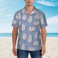 thumbnail image 4 of Daiia Cute Fat Cat Hawaiian Shirt for Men Gentle Cotton Regular Short Sleeve Casual-Large, 4 of 9