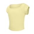 thumbnail image 6 of Landzoo Kids Girls Tops Solid Color Short Sleeve Square Collar Shirt Summer Comfortable Toddler Girls T-Shirt Size 11-12 Years Light Yellow, 6 of 9