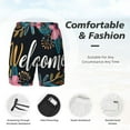 thumbnail image 3 of Sikiie Floral Welcome Sign Print Men's Double Layer Swimming Trunks, Adjustable Waistband and Pockets Sports Swimming Trunks, Beach Swimwear-Medium, 3 of 6